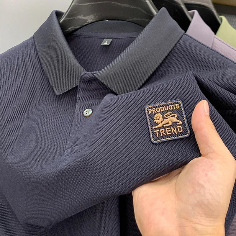 

Summer New Men's Pure Cotton Short Sleeved T-shirt Business Polo Embroidered Polo Shirt Paul Large Breathable Half Sleeved Top