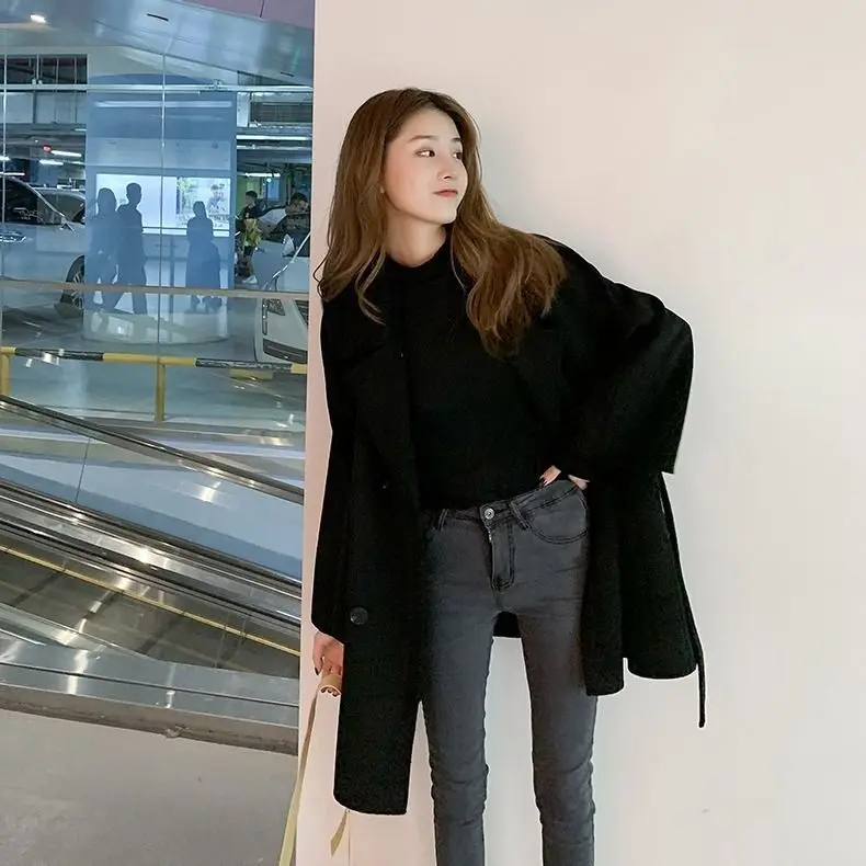 Xiaoxiangfeng Woolen Coat Women\'s New Fashion Korean Version Medium Long Loose Woolen Coat Trend