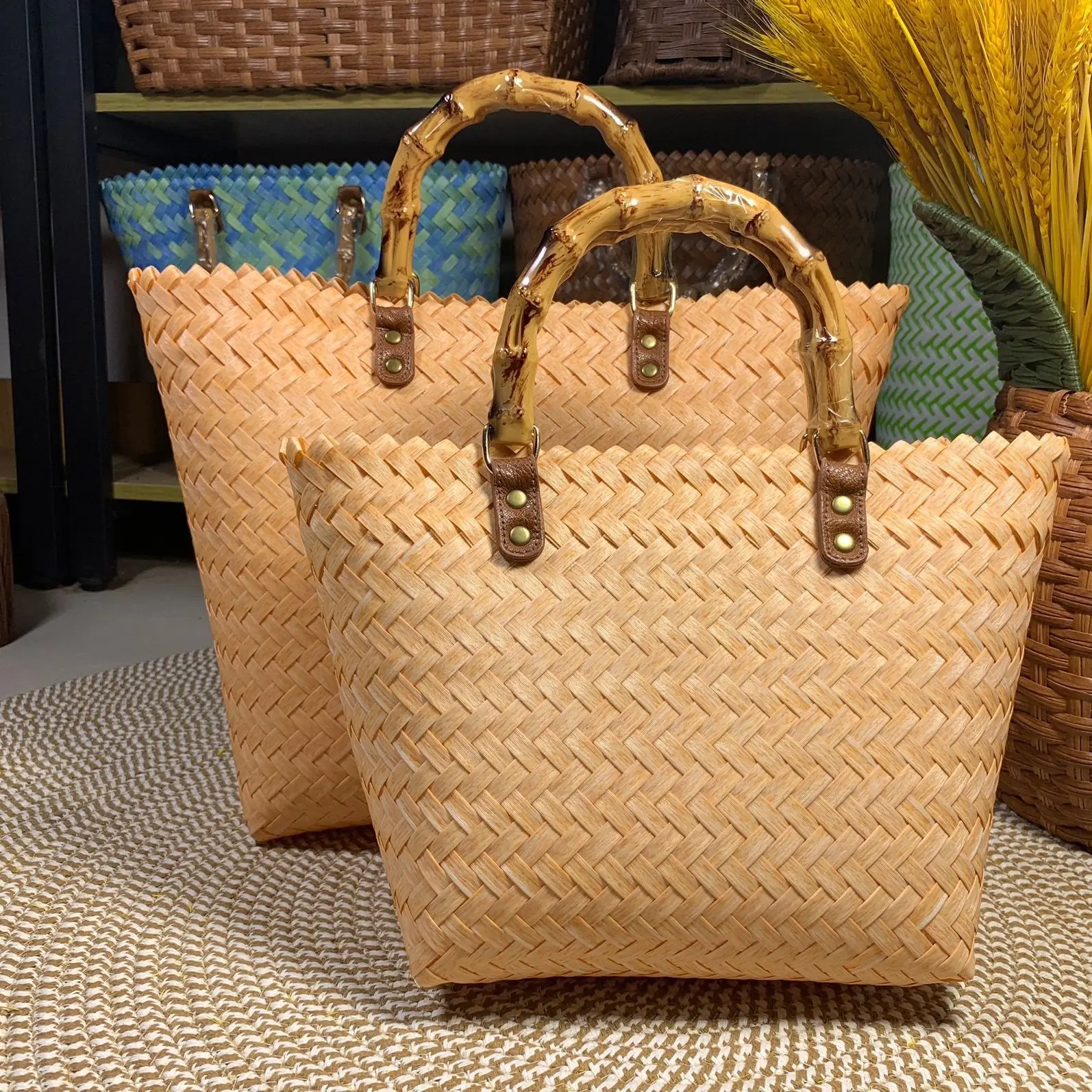 Straw Bags Women Large Capacity 5 Colors Fashion All-match Beach Vintage Designed Y2k Handbags Portable Summer Bolsos Luxury