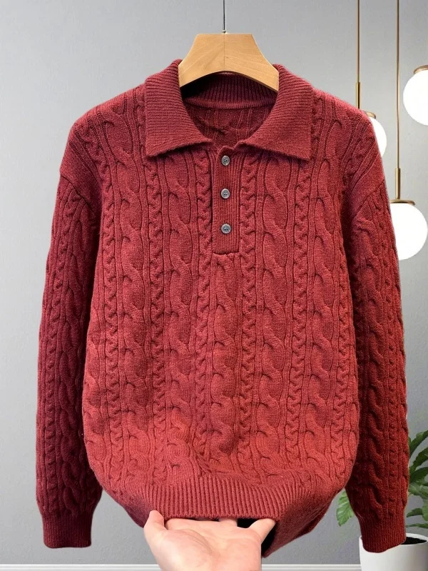 

Retro Thiened Warm Knitted Men's American Old Money Sle Heavyweight Chunky Needle Twist irt Sweater Winter New Arr...