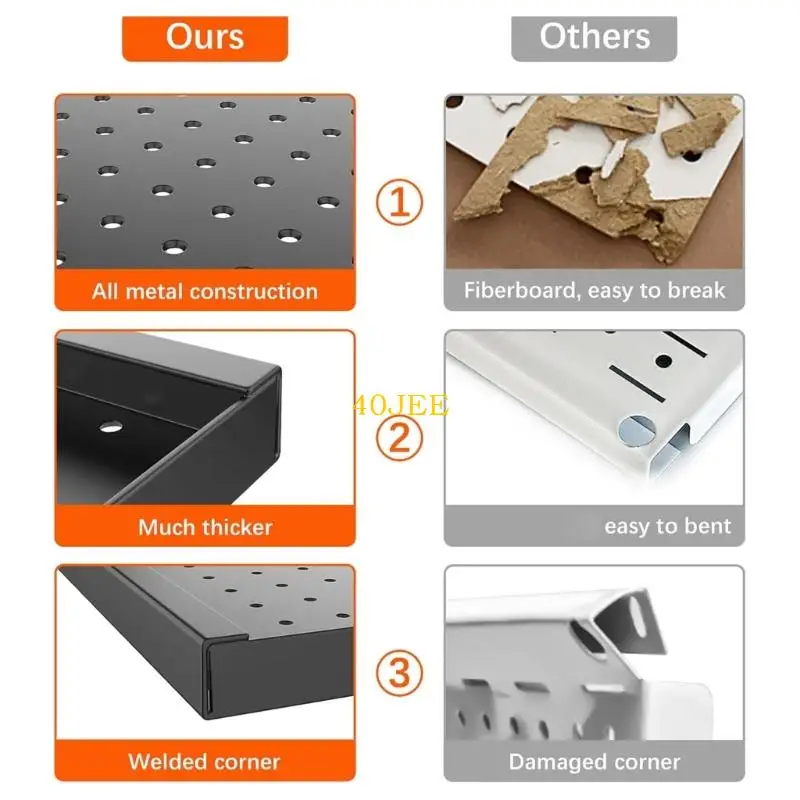 40JE 2PIECES PREFULAR METAL PEGBOARD MOLTE ORMANDO ARMAZENDORES PARA OSSABROS FERRAMENTAS GARAGES OFICES OPORS ESPAÇOS
