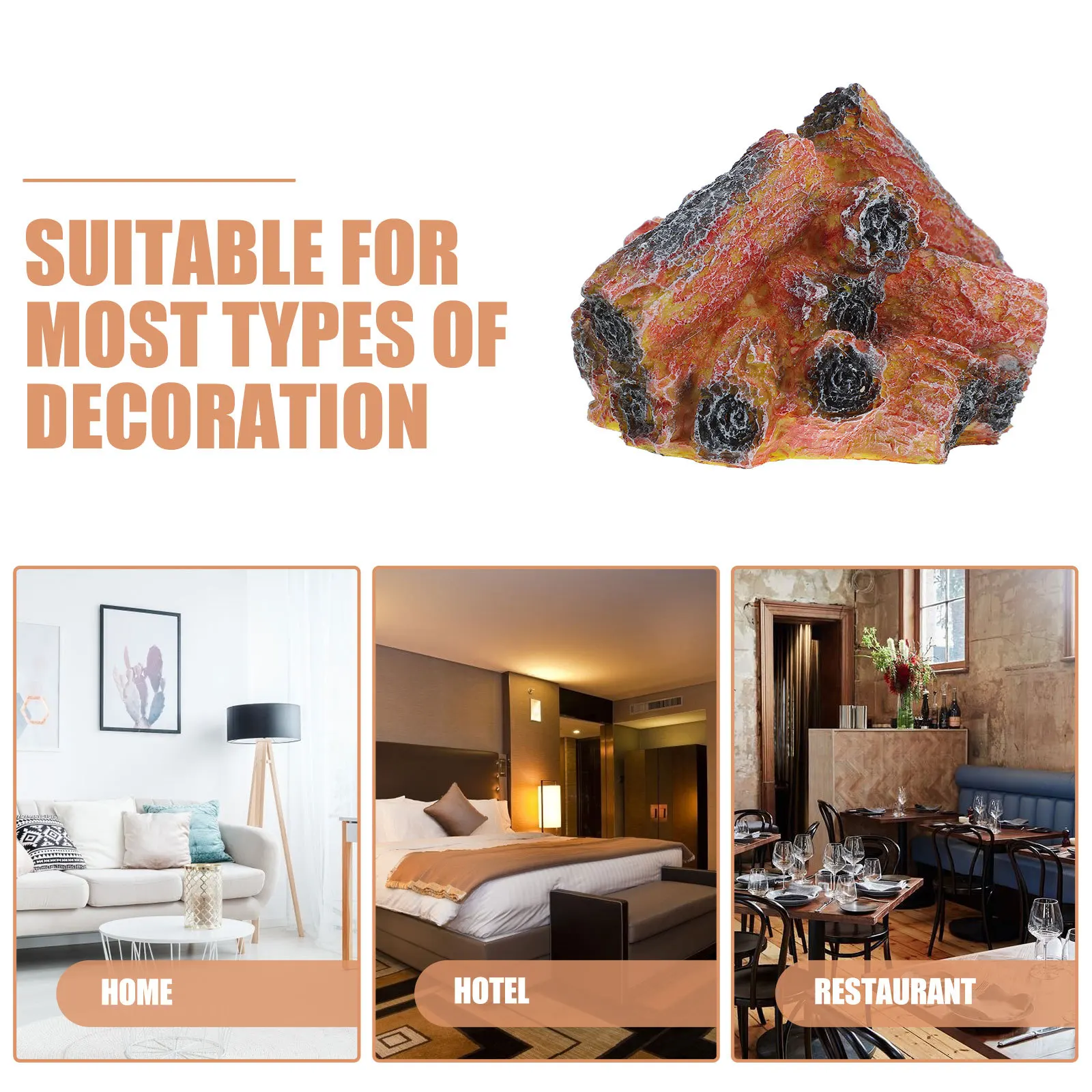 Lampe Led 3D en forme de charbon de bois, alimentée par une cheminée sans flamme, fausse bûche de feu, lampe de bureau pour maison, hôtel, Restaurant