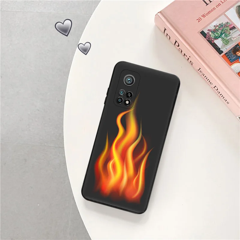 Black Matte Phone Case for Redmi Note12 Note13 Xiaomi 13 12 Pro 12C 12X 12T 13C 12S Lite Blue Yellow Flame Sea wave Soft Cover