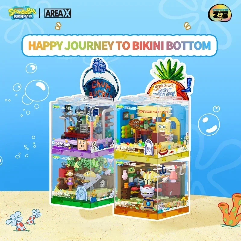 

Spongebob Building Blocks Pineapple Restaurant Anchor House Tree House Room Model Bricks With Dust Cover DIY Toys Gifts For Kids