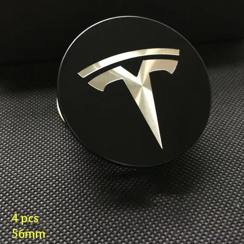 For Tesla Model 3 Model Y Badge Cover Hubcaps 4pcs 56mm Wheel Hub Center Caps for Tesla Model Y X S 2023 Car Accessories