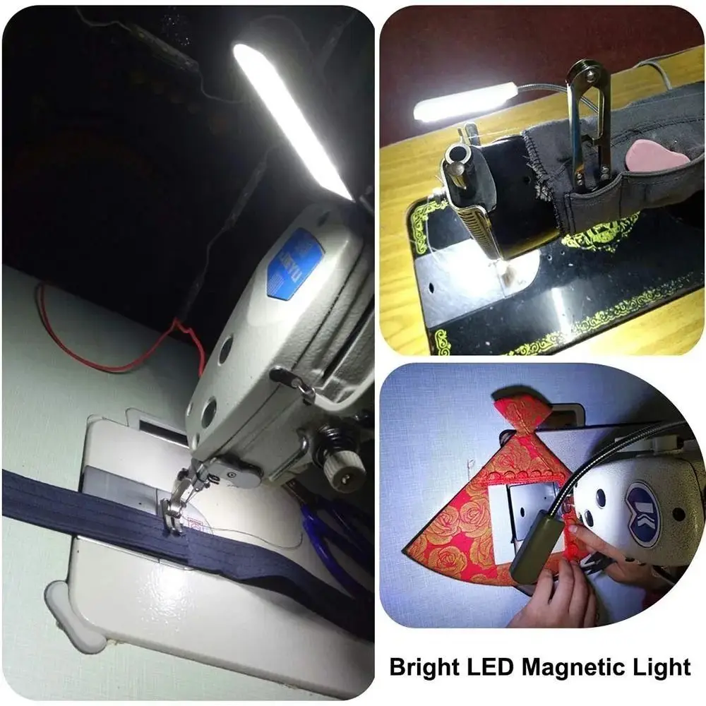 Flexible Sewing Machine Light Adjustable Magnetic Base Goose Neck Work Lamp Super Bright Plastic Industrial Lights Workbench