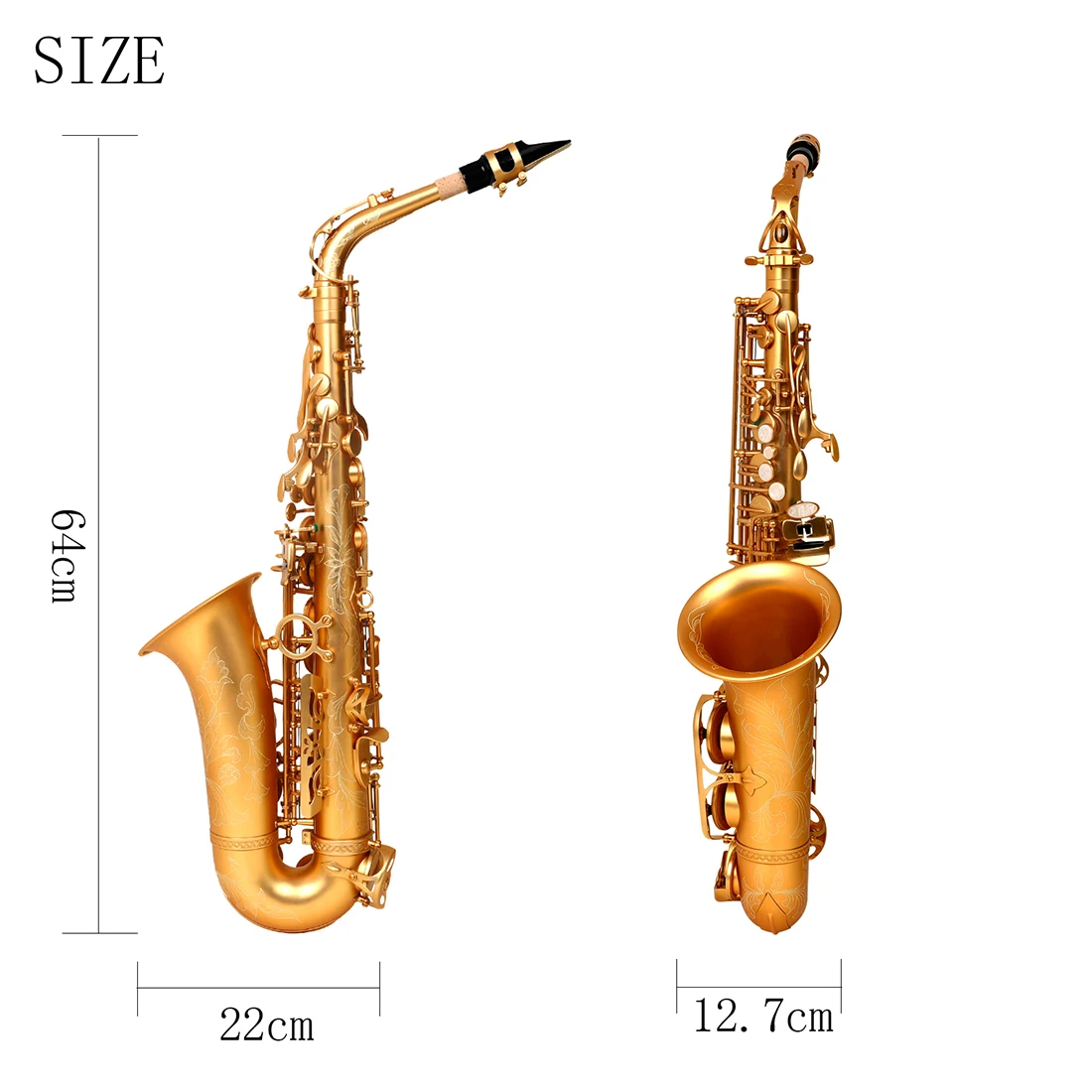 SLADE Alto Saxophone Eb Brass Matte Gold Premium Patterned Saxophone For Professional Woodwind Instrument With Accessories