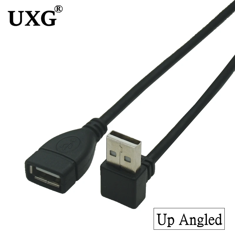 10cm 20cm 0.5m 1m USB 2.0 A męski na żeński 90 stopni prawy lewy w dół kątowy adapter przedłużający synchronizacja danych kabel ładujący