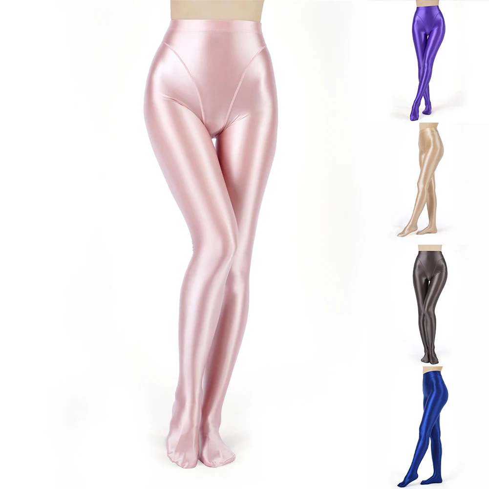 女性のためのシームレスなオイルグロス透明パンスト、セクシーなストッキング、タイト、伸縮性、ヨガ、成形パンツ、透明レギンス、クラブウェア