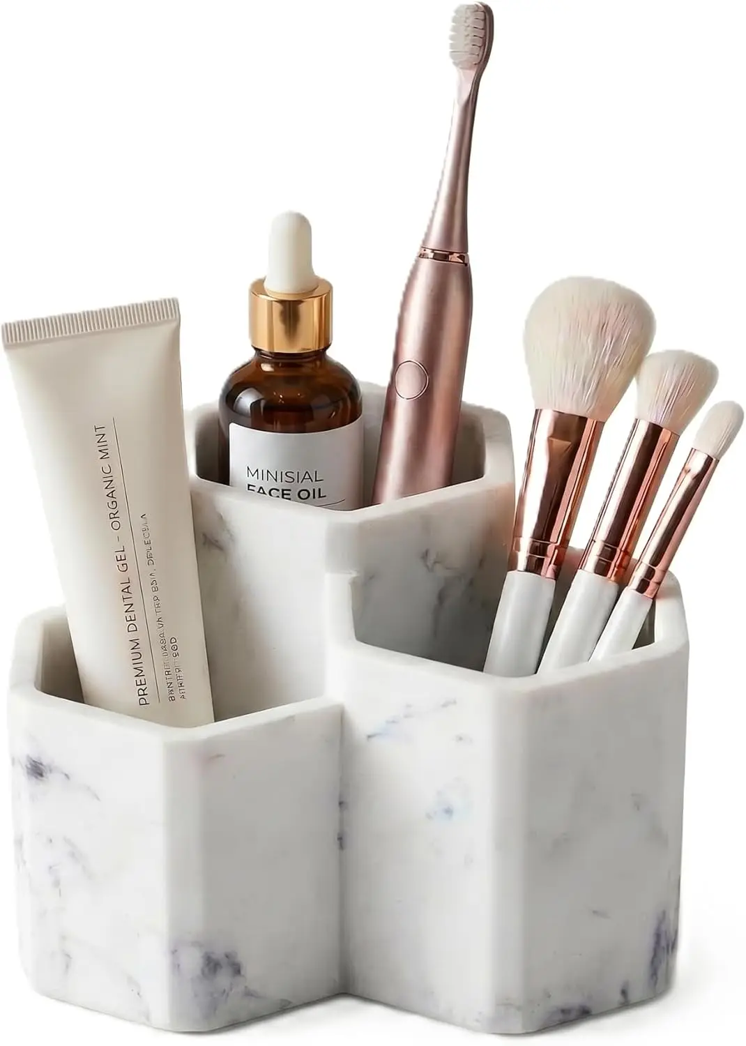 

Resin Toothbrush Holder for Bathroom Countertop, 3-Slot Organizer for Electric Toothbrush and Toothpaste