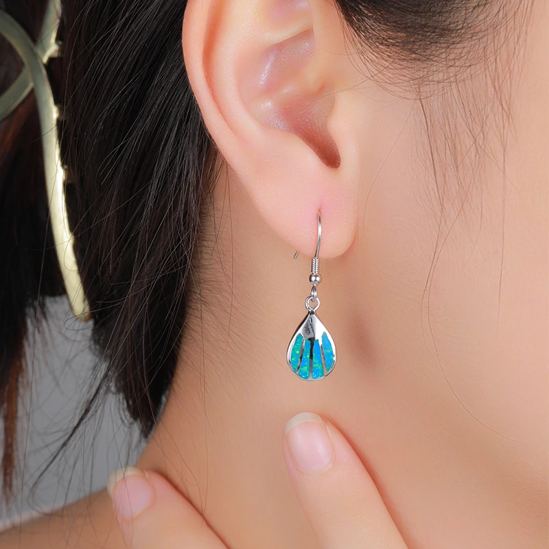 MYOP Trendy Shell Shape Jewelry Earring For Women Synthetic Blue Fire Opal Purple Earrings Party Gift