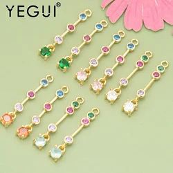 YEGUI,6pcs/lot,MG27,jewelry accessories,18k gold plated,copper,nickel free,zircons,charms,diy pendants,jewelry making