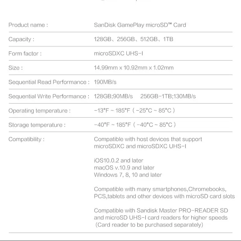 sandisk-microsd-memory-card-for-mobile-and-handheld-console-gaming-a2-v30-u3-flash-tf-card-128gb-256gb-512gb-max-190mb-s-storage