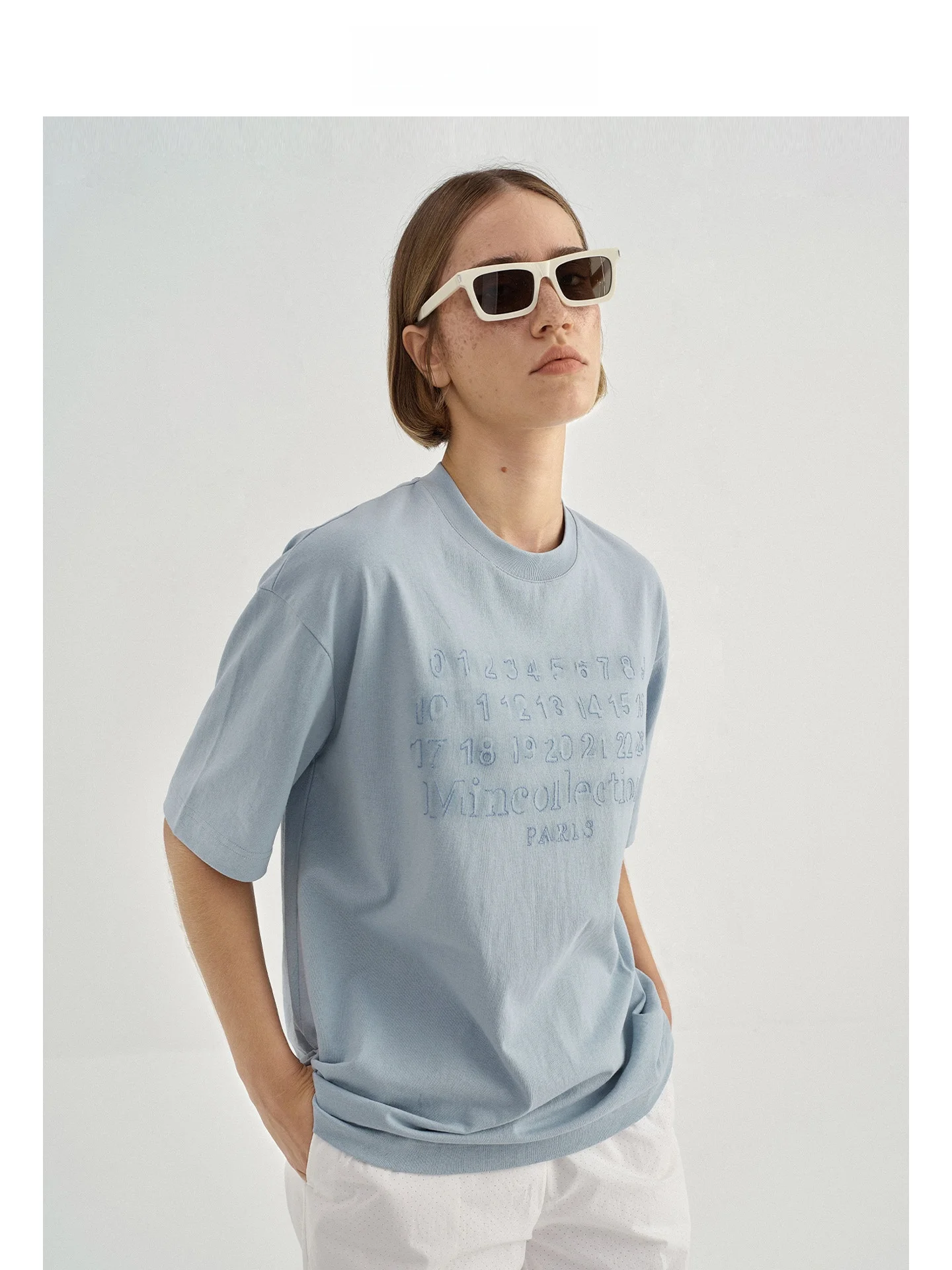 

Хлопковая повседневная футболка Mincollection с обратной строчкой, женская летняя дышащая круглая футболка свободного покроя