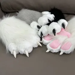 Halloween Fursuit Kigurumi Cat Paws Cartoon Plush Furry Cat Cosplay Kig Costume Nail Tiger Claws Full Finger Mittens Story Tell