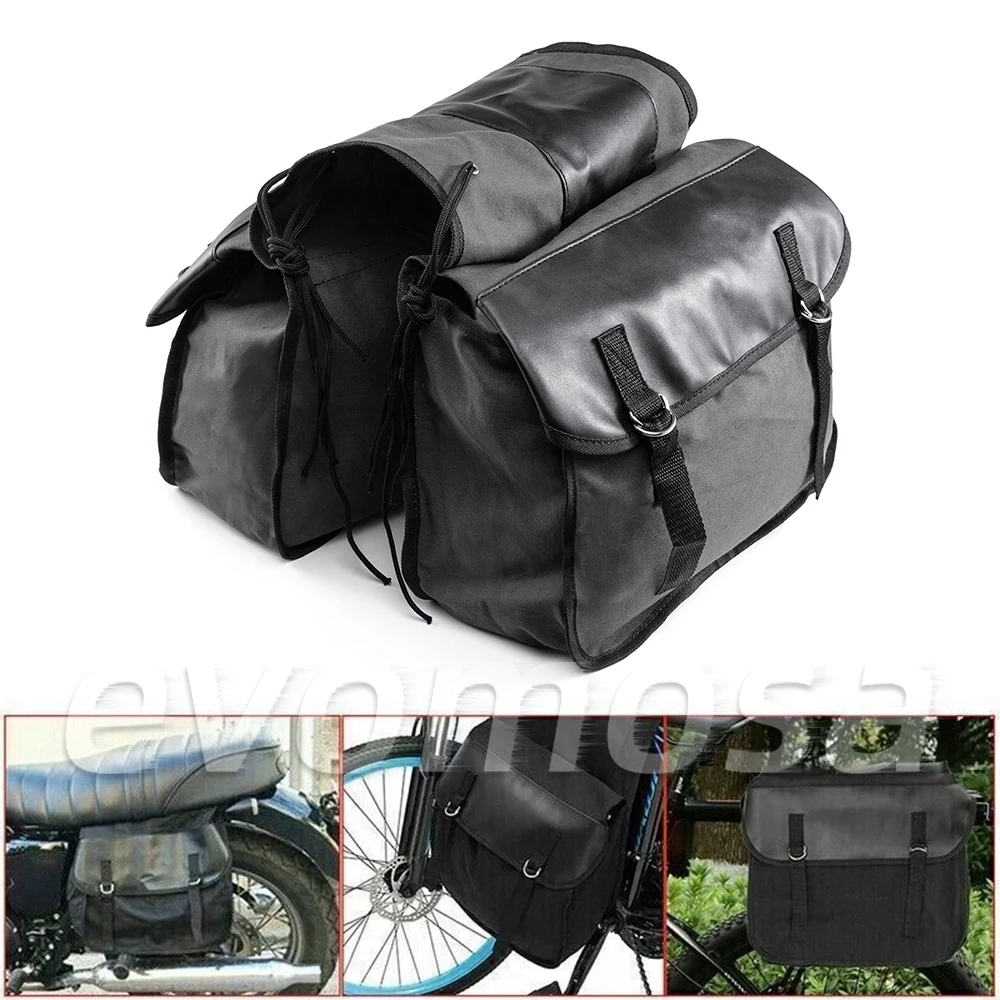 

Universal Motorcycle Canvas Side Saddlebags Panniers Travel Luggage Tool Bag