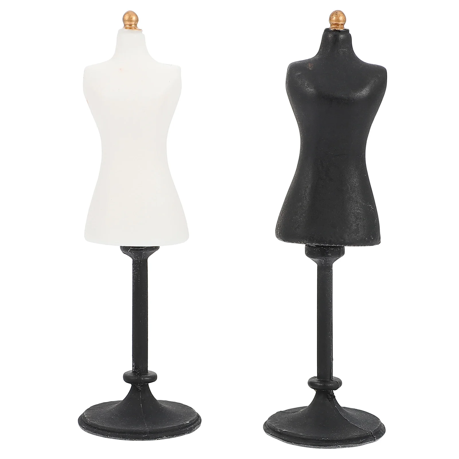 

2 Pcs Model Stand Small House Accessory Mannequin Bracket Mini Dress Form Baby Furniture Clothing Resin