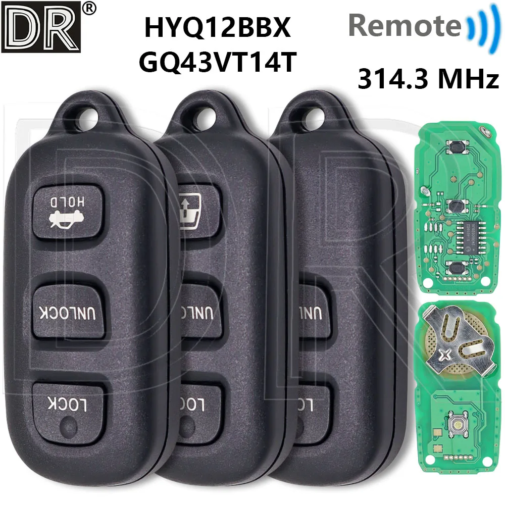 

Great GQ43VT14T/HYQ12BBX 314.3MHz Keyless Entry Car Remote Key For Toyota Camry Corolla Highlander Solara Sienna 2002-2007