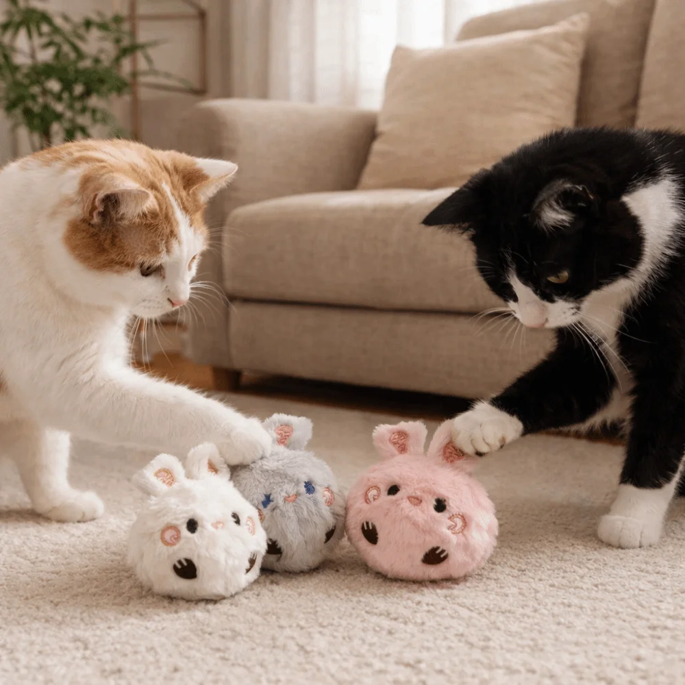 Cartoon Bite Resistant Dog Ball Bunny Shape Colorful Dog Chew Elastic Dog Training Ball Enrichment Exercise