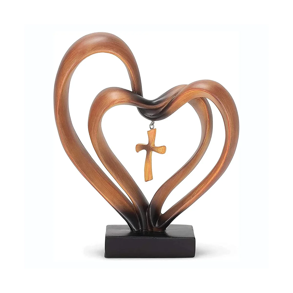 Easter Jesus Entwined Hearts Cross Decor,with 2 Joined Hearts, Jesus Cross Decorations for Table Christian Standing