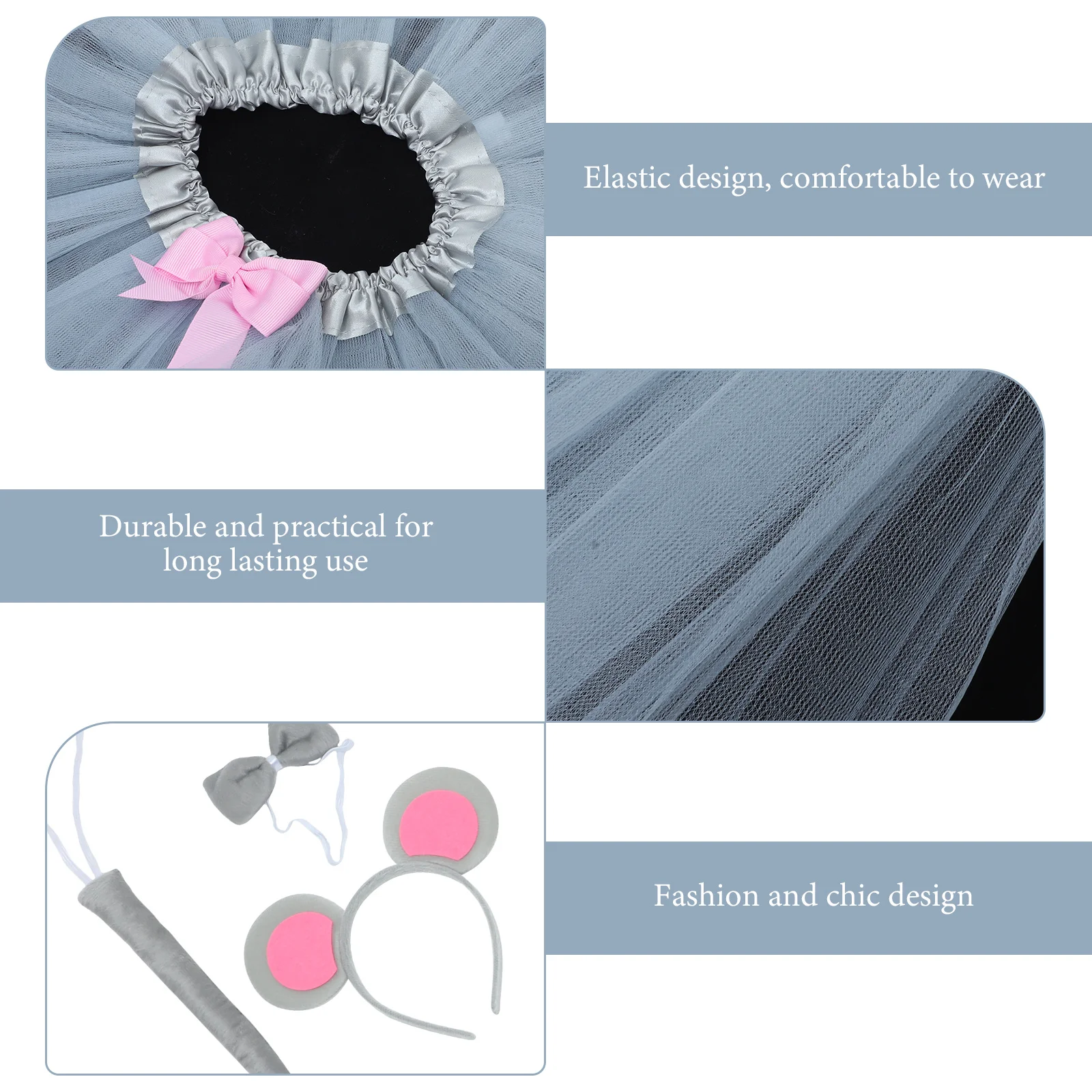 1 set Mouse Ears Headband Costume Set For Kids Girls Rat Animal Cosplay Accessories Halloween Party Dress Up Role