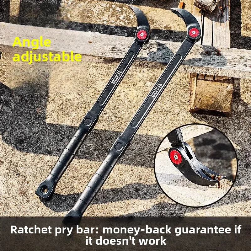 

Heavy Duty Steel Crowbar - Multifunctional Adjustable Nail Puller & Tire Extractor for Woodworking
