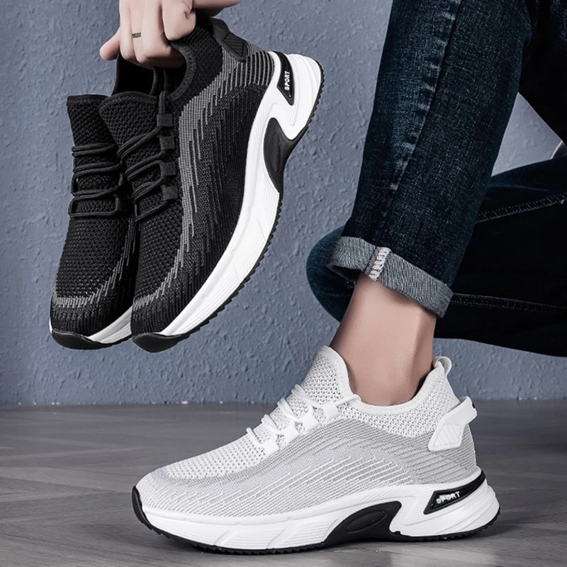 New Men Heightening Shoes Casual Sneakers Summer Mesh Breathable Elevator Shoes Mesh Comfortable Soft Sole Non Slip Men\'s Shoes