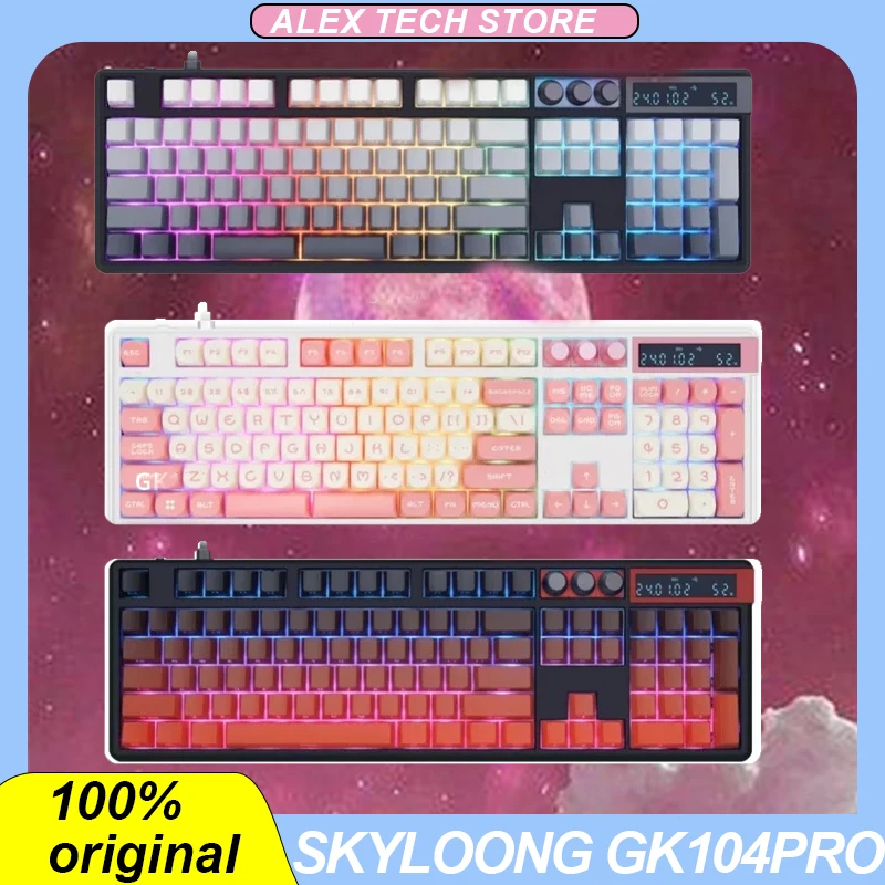 

Механическая клавиатура Skyloong Gk104pro, 3 режима, беспроводная Bluetooth, горячая замена, низкая задержка, игровая клавиатура для киберспорта, индивидуальный экран