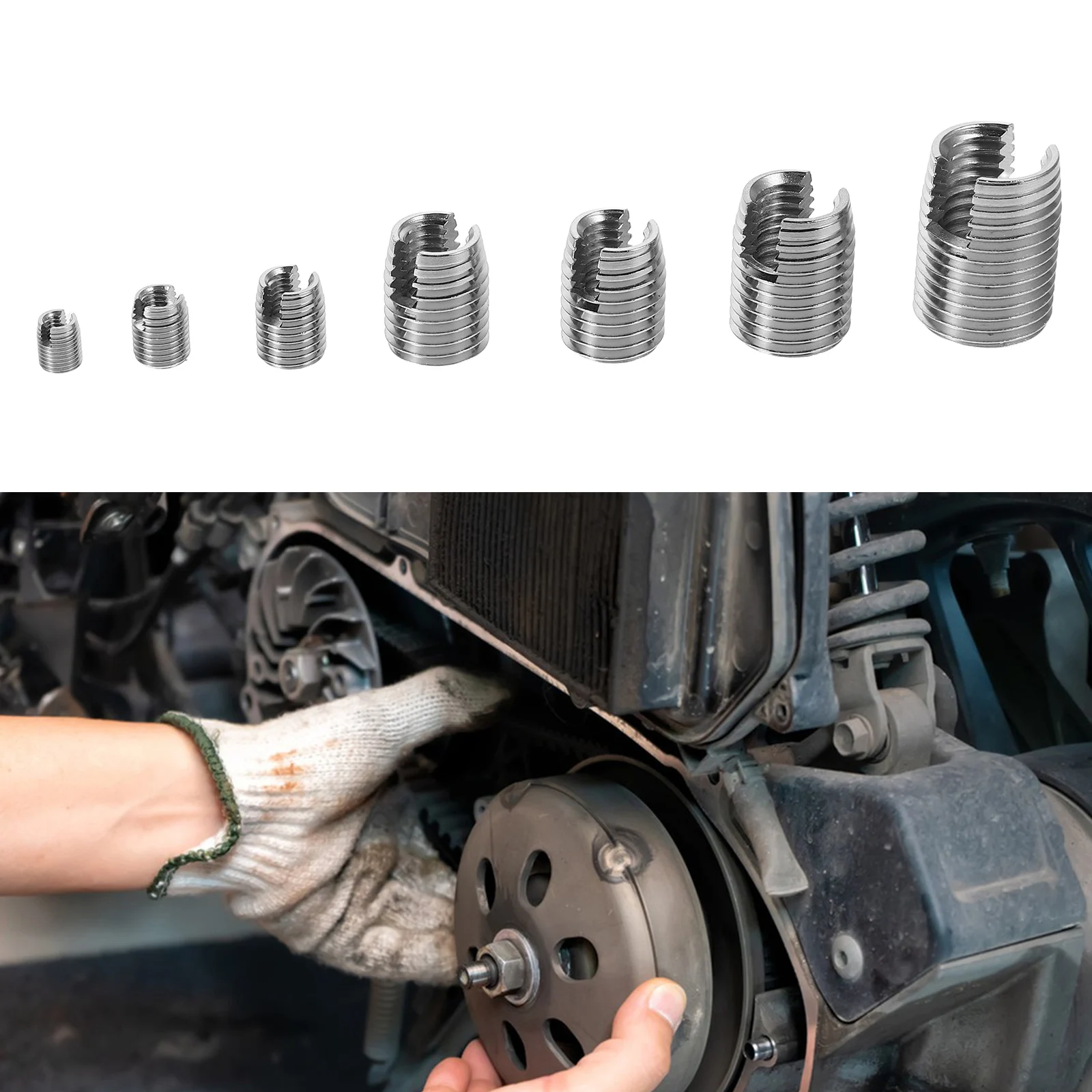 50 قطعة الفولاذ المقاوم للصدأ الذاتي التنصت الموضوع إصلاح إدراج تثبيت سريع إدراج عدة الداخلية الموضوع تعزيز أداة إصلاح