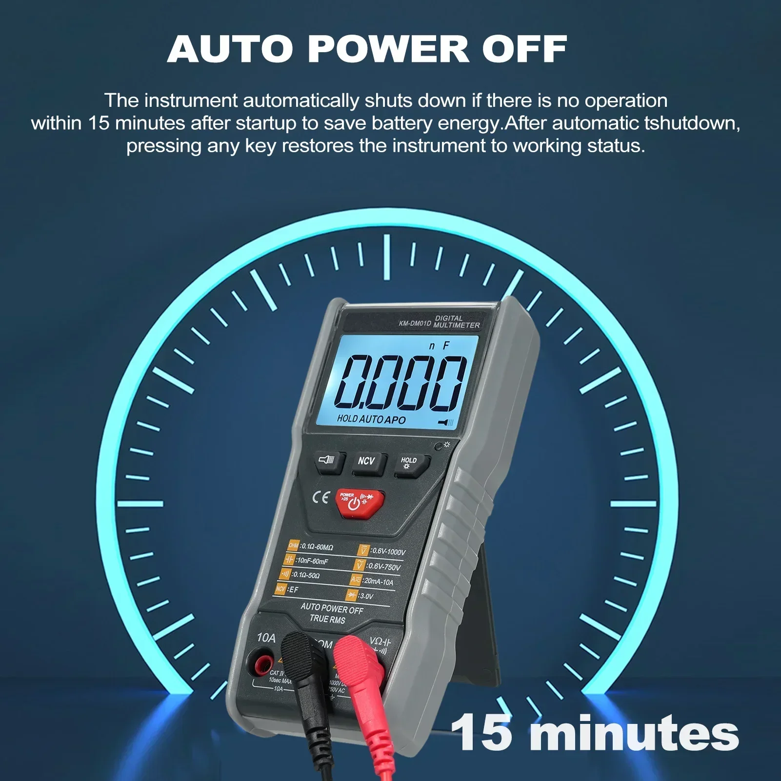 KM-DM01D Intelligent Automatic Scanning Digital Multimeter Burn-Proof 6000 RMS Counter For  AC/DC Voltage AC/DC Current Resistan