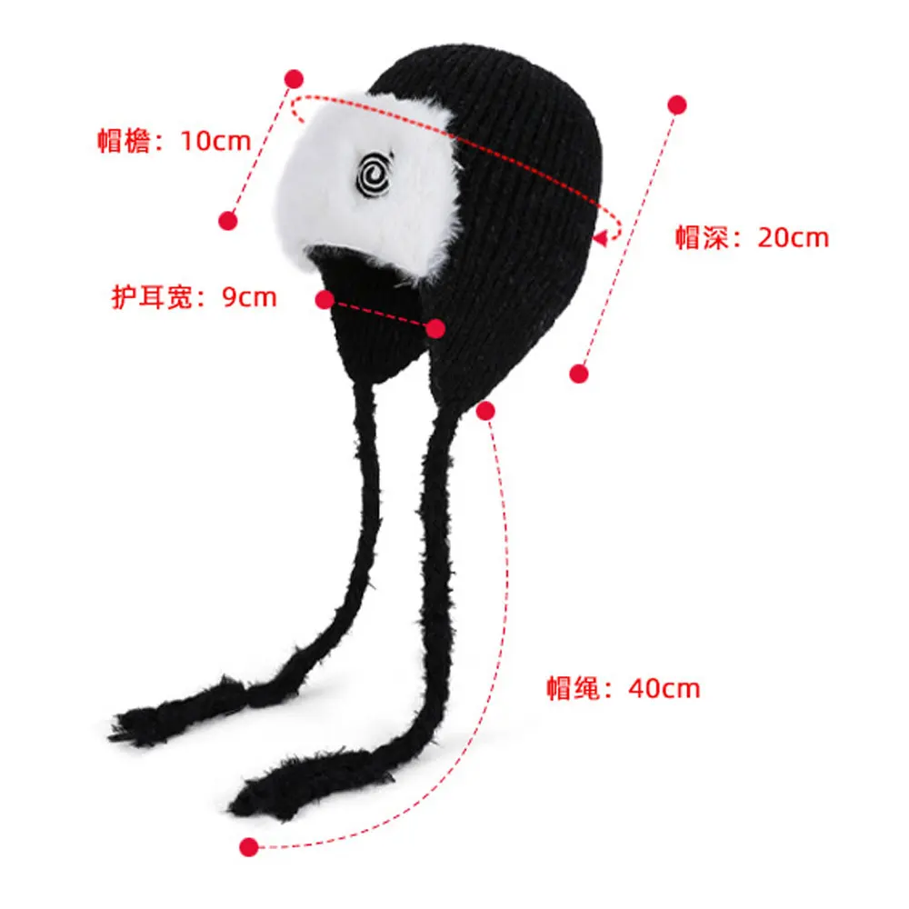قبعة صوفية محبوكة لشتاء وخريف مع تصميم لطيف ورائع بغطاء للرأس مثل قبعة Lei Feng مع عصابة رأس واقيات الأذن من القطيفة #6