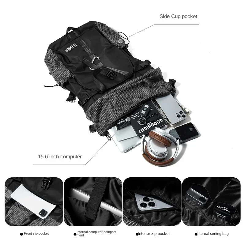 Streetwear Black Men Backpack Large Capacity School Laptop Men‘s Backpack Outdoor Travel Sport Hiking Backpacks for Men