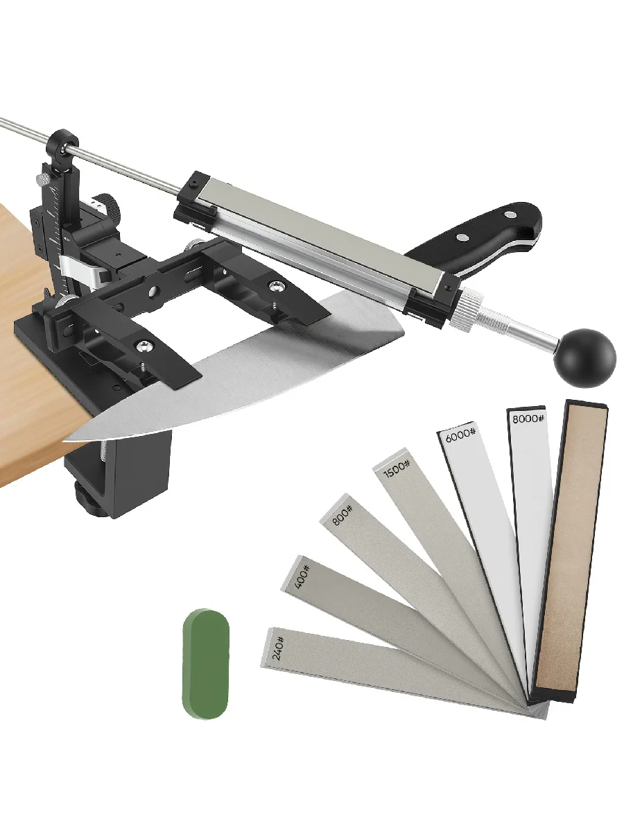 Professioneller Aluminium-Messerschärfer, GEN3 Geführtes Messerschärfsystem, Messerschärfset mit 3 Diamantplatten