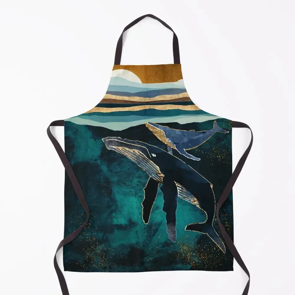

Moonlit Whales Apron Kitchen Things bib japanese style Household Items Apron