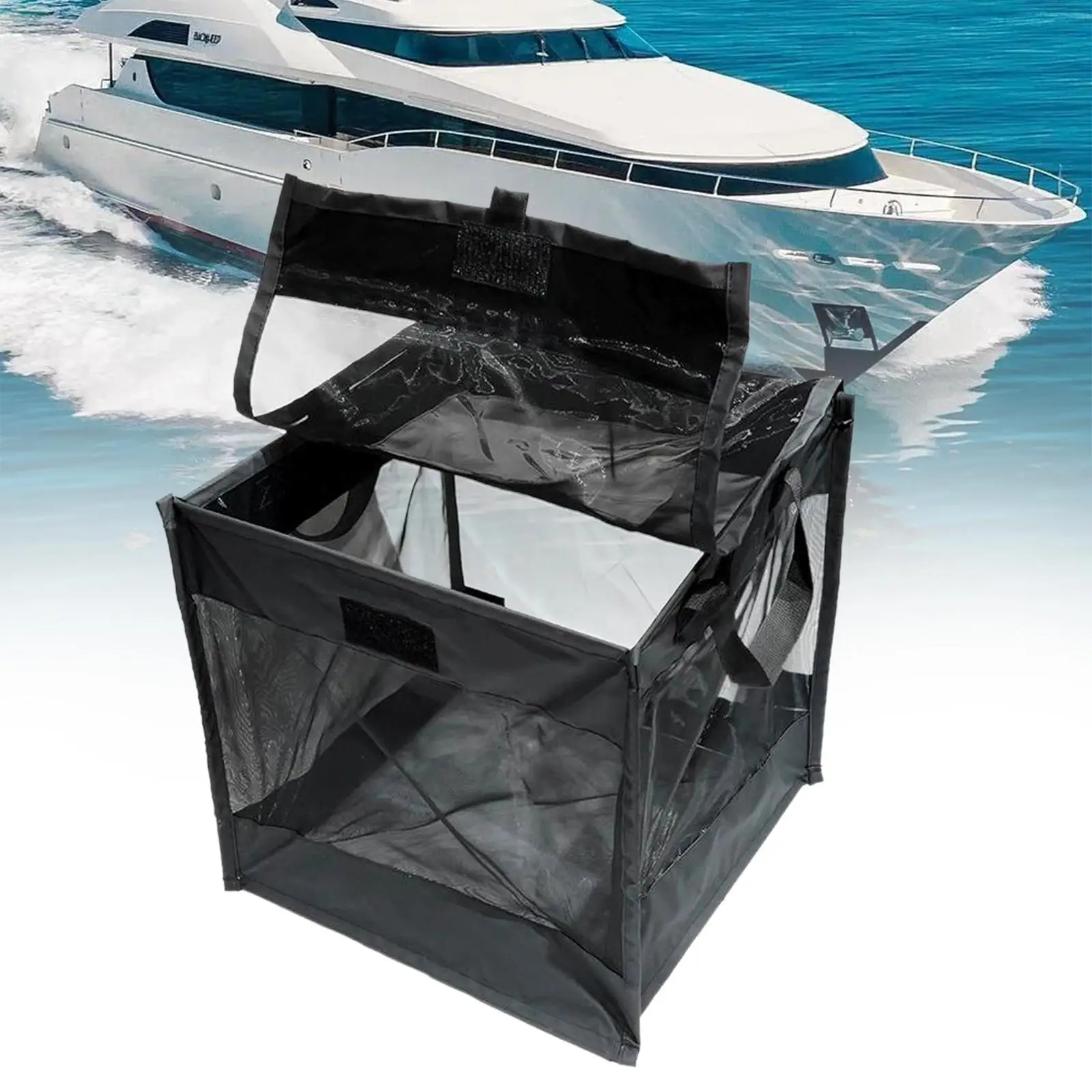 

Camping Trash Bag Mesh Garbage Bag Garbage Storage Waste Basket with Lid Trash Can Foldable for Kayak Truck Boat Yard Lawn