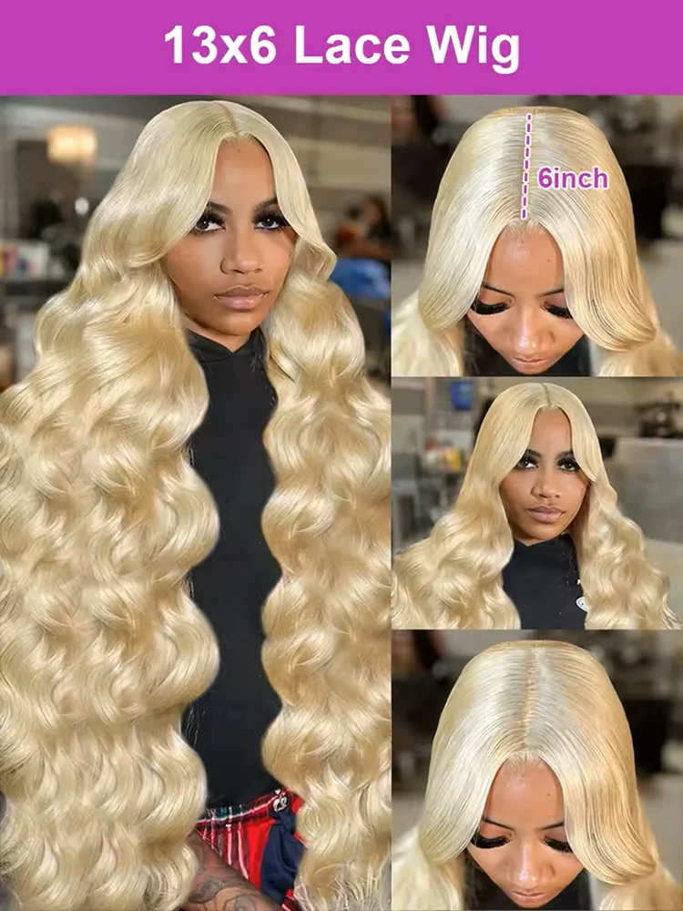 613 شقراء 13x4 الدانتيل الباروكات الأمامية ريمي البرازيلي الجسم موجة 13x6 كامل الدانتيل الباروكة الأمامية خصلات الشعر المستعار الإنسان للنساء #3