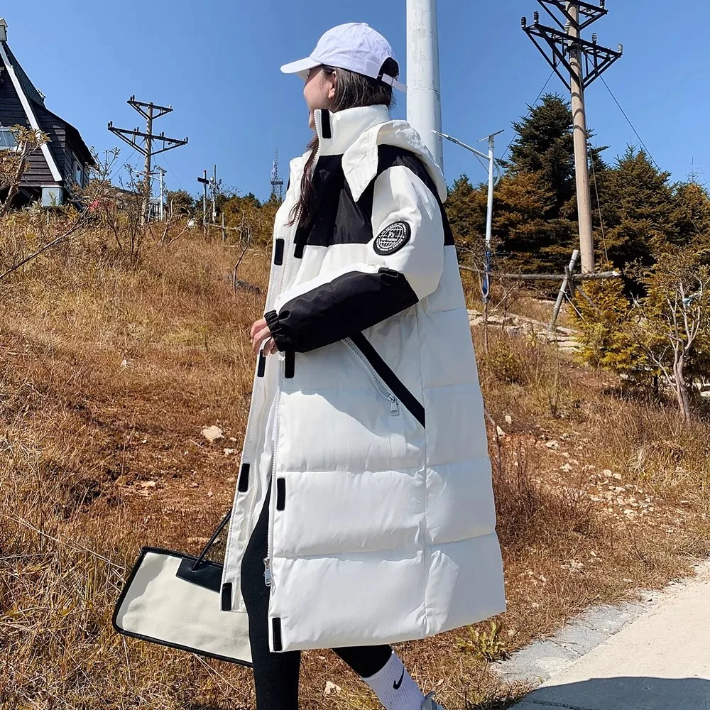 

Thiened Long Hooded down Jaet Women's Premium Feel Patchwork oulder Embellied Ankle-Length Winter Cotton Puffer