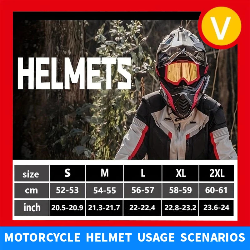 VGV Motocross Motorcycle Helmet Off-Road Helmet DOT certified Three Piece Giveaway Men Women Adult child Available all seasons image 3