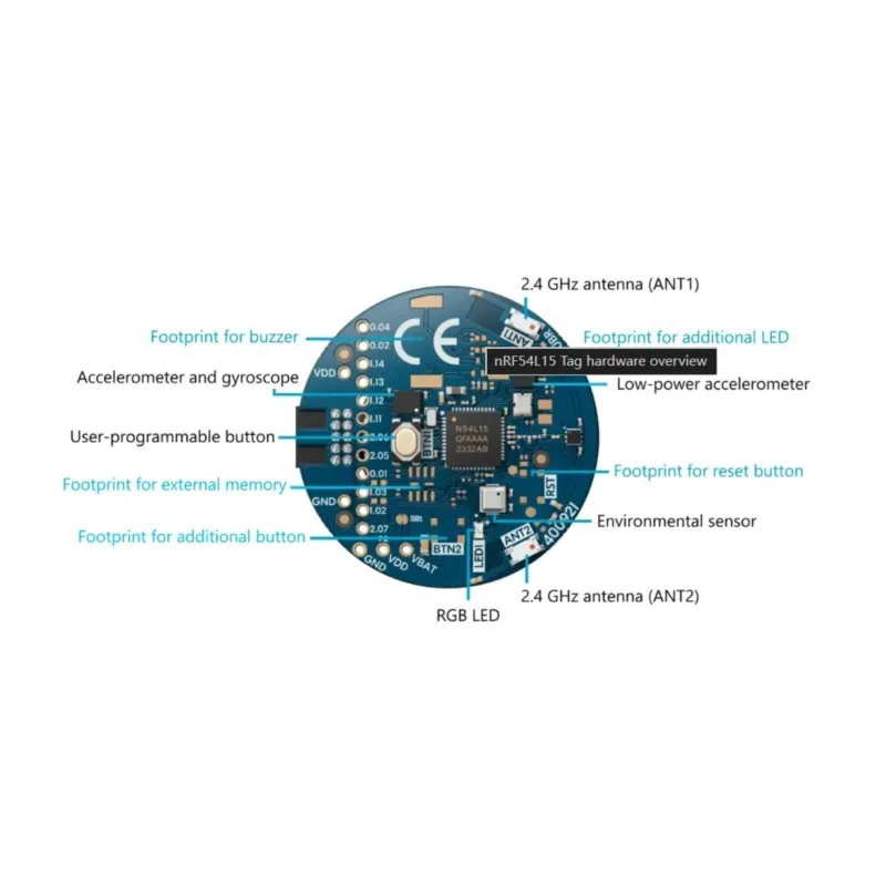 Chipboard Nrf54l15-tag Coin-cell Powered Dev Platform, Ble Channel Sounding, Matter & Edge Ai Prototyping Board Compact Design
