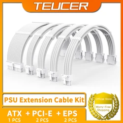 TEUCER TC-35 Series PSU Extension Cable Kit Solid Color Cable Solid Combo 350mm ATX24Pin PCI-E8Pin CPU8Pin With Combs