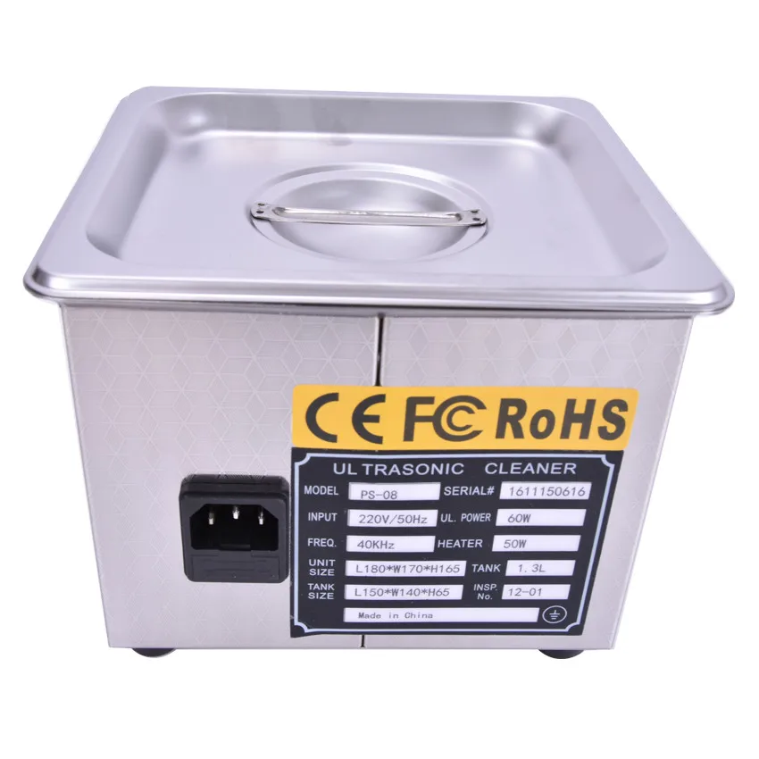 1.3L صغيرة بالموجات فوق الصوتية الأنظف سخان ومؤقت 60 واط 40 كيلو هرتز للنظارات المنزلية مجوهرات بالموجات فوق الصوتية الأنظف مع سلة