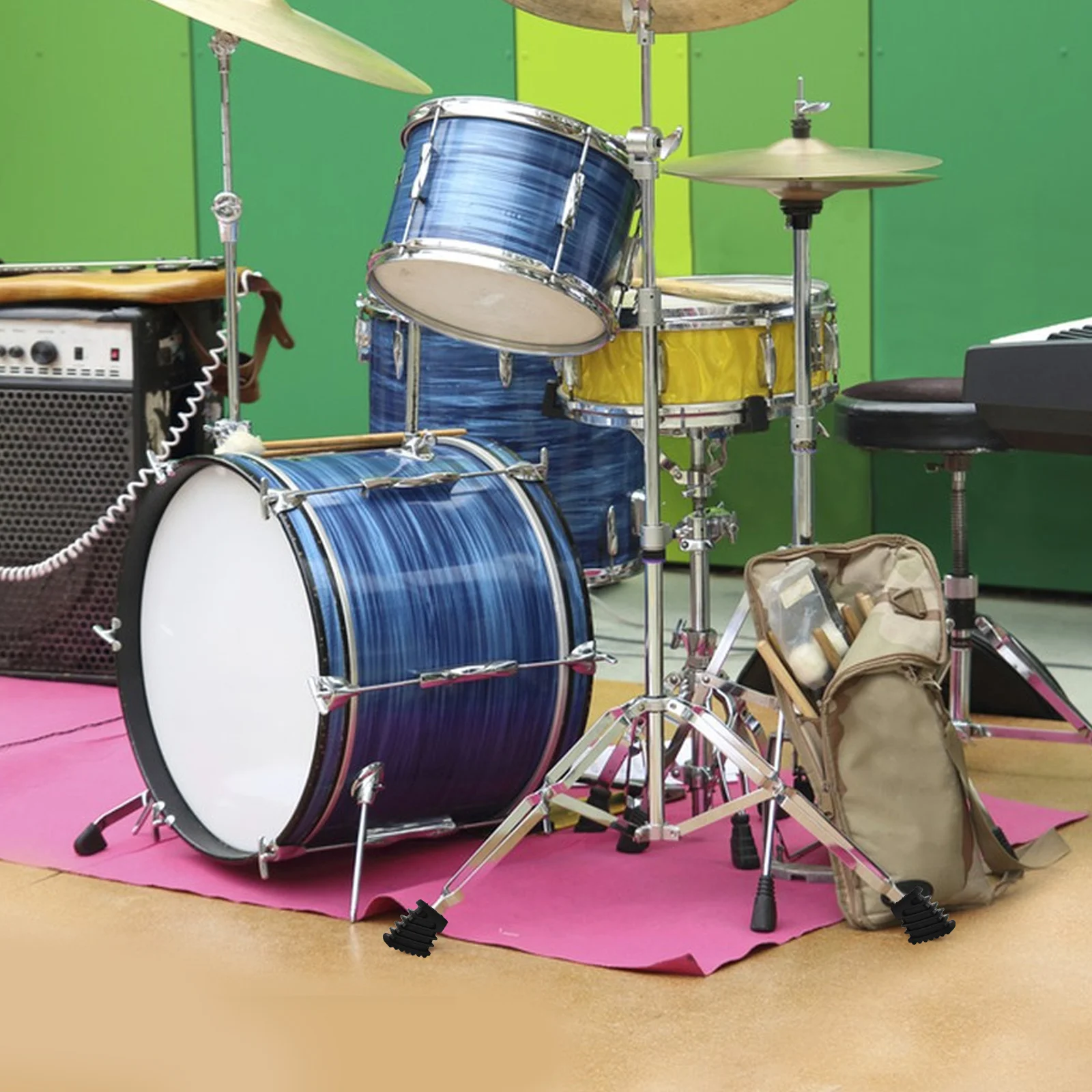 

9Pcs Black Drum Foot Pads Drum Leg Support Anti Skid Durable Rubber Feet for Practice Performance Percussion Parts