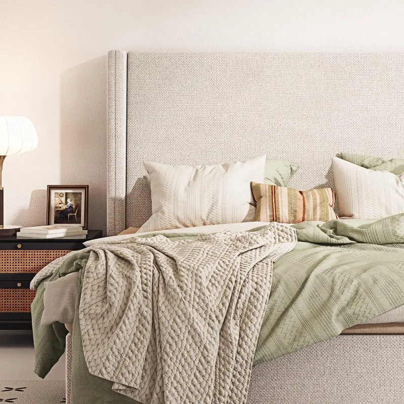 

Master bedroom luxury atmosphere double bed American simple modern flush edge soft bed
