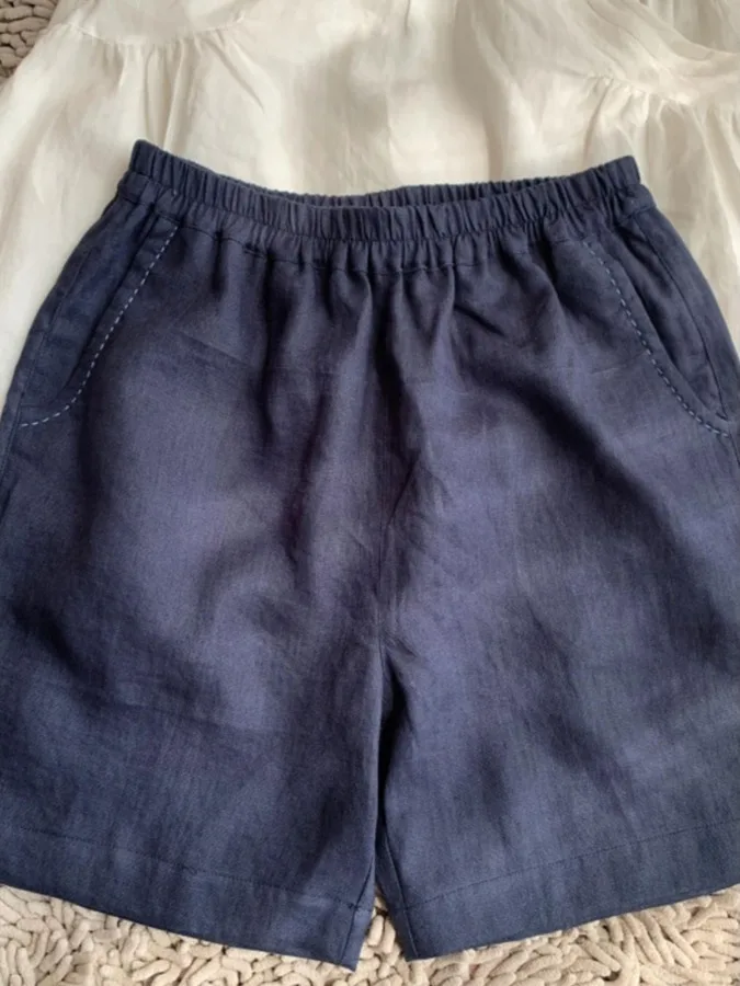 Taille haute jambe droite coton lin orts femmes été mince cinq points pantalons décontractés confortable respirant taille haute pantalon