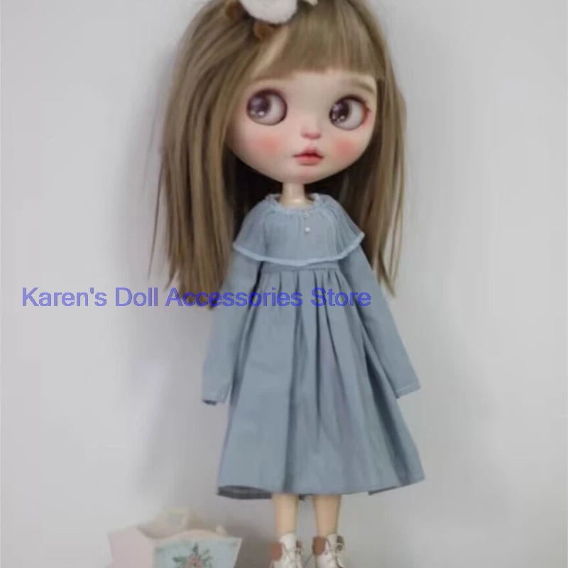 

2026 1pcs vintage Retro blue one-piece dress for landoudou/Blythe(Fit for Lulu,ymy24,Ob22,24,26,zone, Jenny)