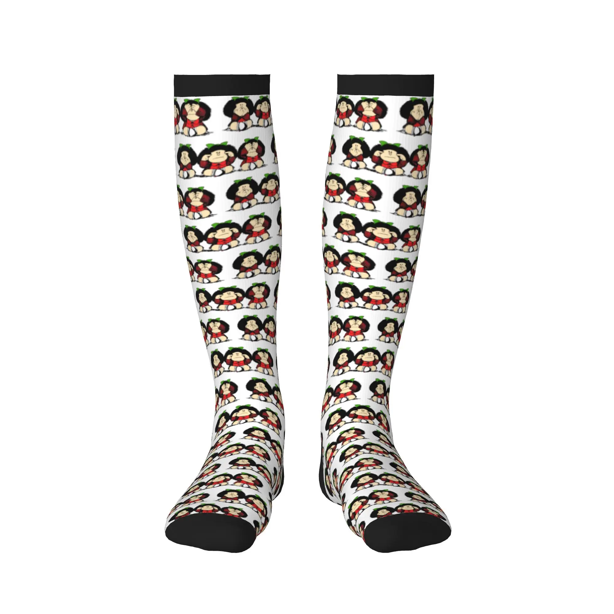 Cute Men's Manga Mafalda Quino Cartoon Dress Socks Unisex Warm Comfortable 3D Printed  Sports Compression Socks