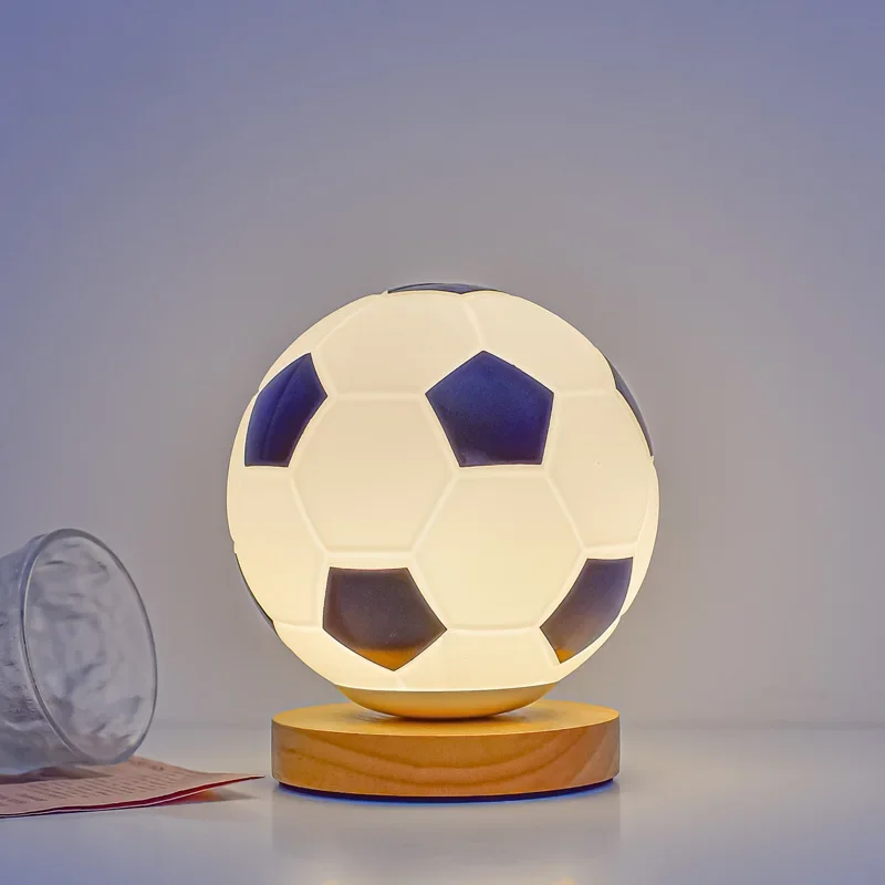 LED Football Lamp Soccer Desk Light Dimmable Triclored or RGB USB Rechargeable or USB Plug-in Lamp for Room Decor Night Light