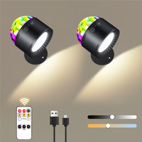 Creative Dual Head Magic Ball Wall Lamp Rechargeable RGB Disco Bedside Night Light Double-head Wall Light with Remote Control