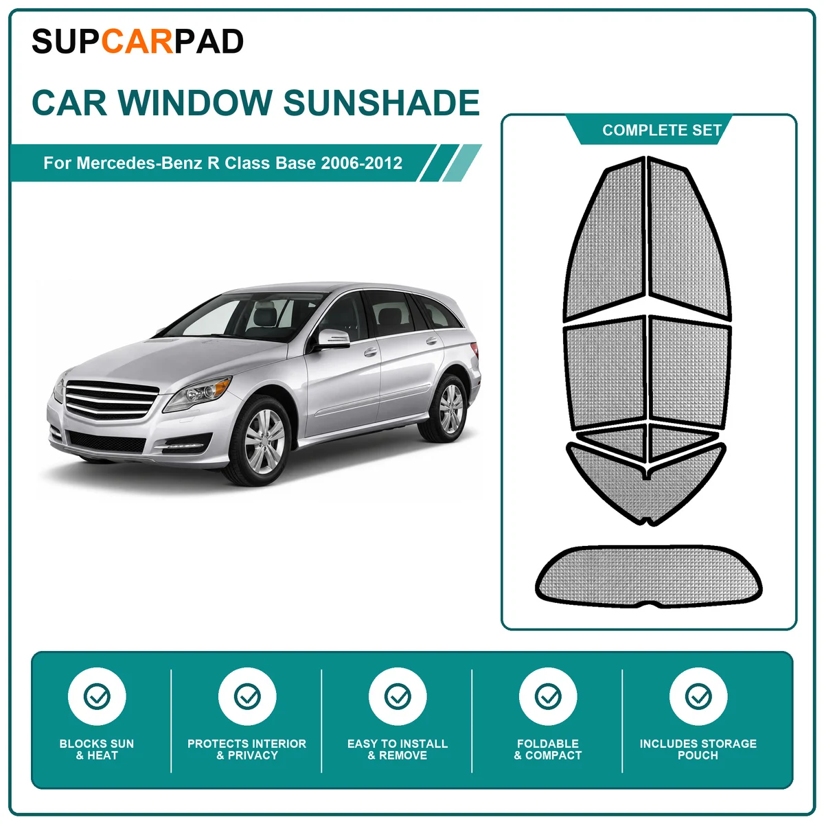 For Mercedes-Benz R Class Base 2006-2012 Full Set Car Window Sunshades UV Block Privacy Heat Insulated Foldable Car Curtain