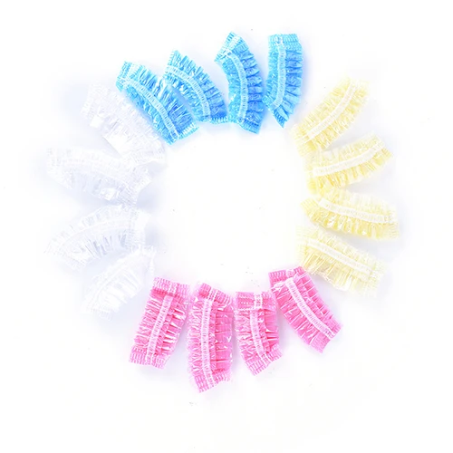 100pcs Disposable Waterproof Plastic Ear Cover Salon Hairdressing Dye Shield Protection Shower Caps Earmuffs Tool Accessories